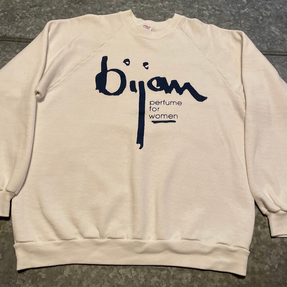 Vintage Bijan Perfume For Woman Raglan Crewneck Sweatshirt XL USA Jerzees Promo